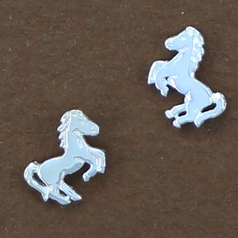 Boucles d'oreilles cheval sauvage tendance - Argent massif brillant