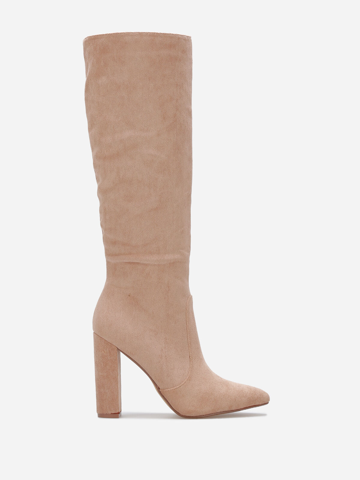 Bottes en suédine à bout pointu- Taupe