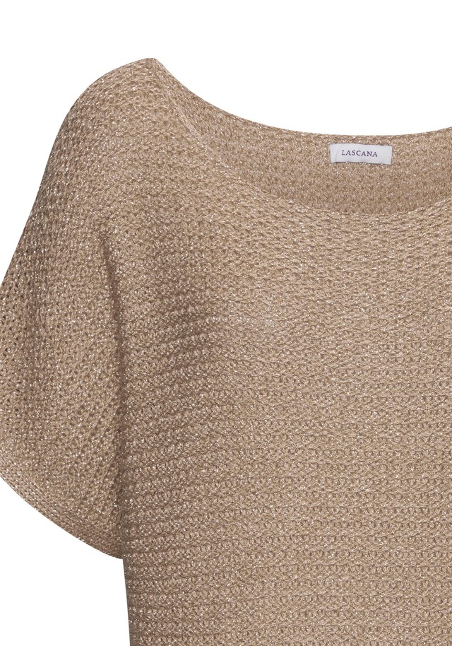 LASCANA Kurzarmpullover , in luftigem Ajourstrick, leichter Sommerpullover, Metallic-Effekt