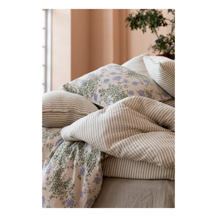 garbo&friends Drap-housse Stripe Anjou en coton bio | Gris clair