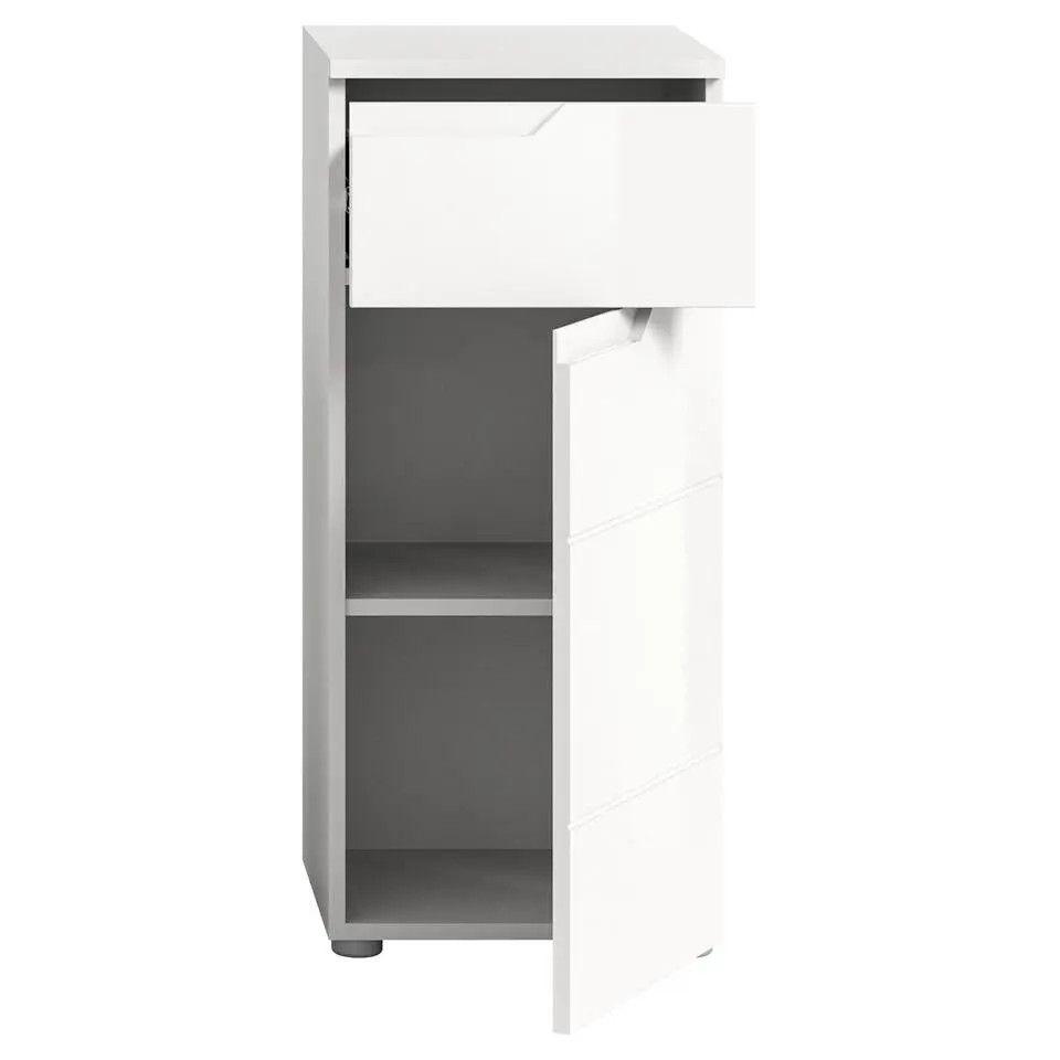 Hioshop Solero badkamerkast 1 deur- 1 lade wit hoogglans- wit