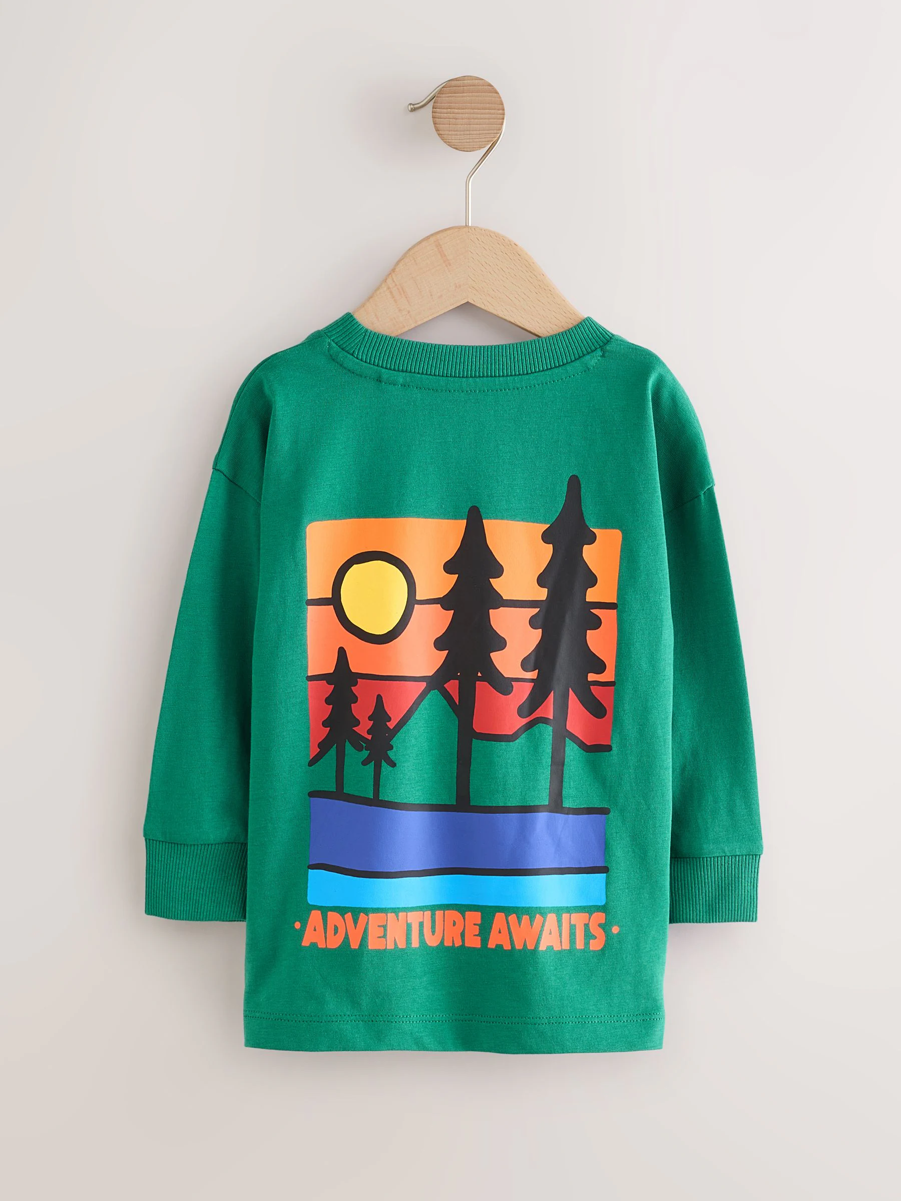 Groene scène - T-shirt met lange mouwen en print op de rug (3mnd -8jr)