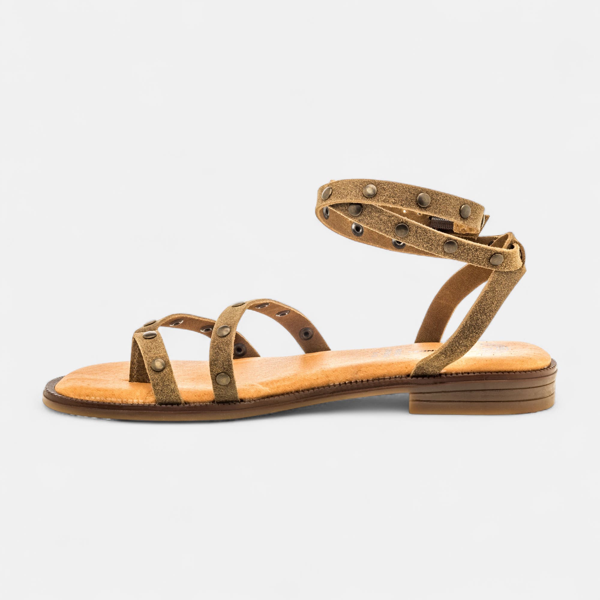 Nu-pieds Femme en cuir taupe