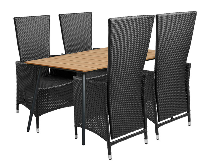 Havebord Beijing sort/teak 148 x 85 cm - Sunlife