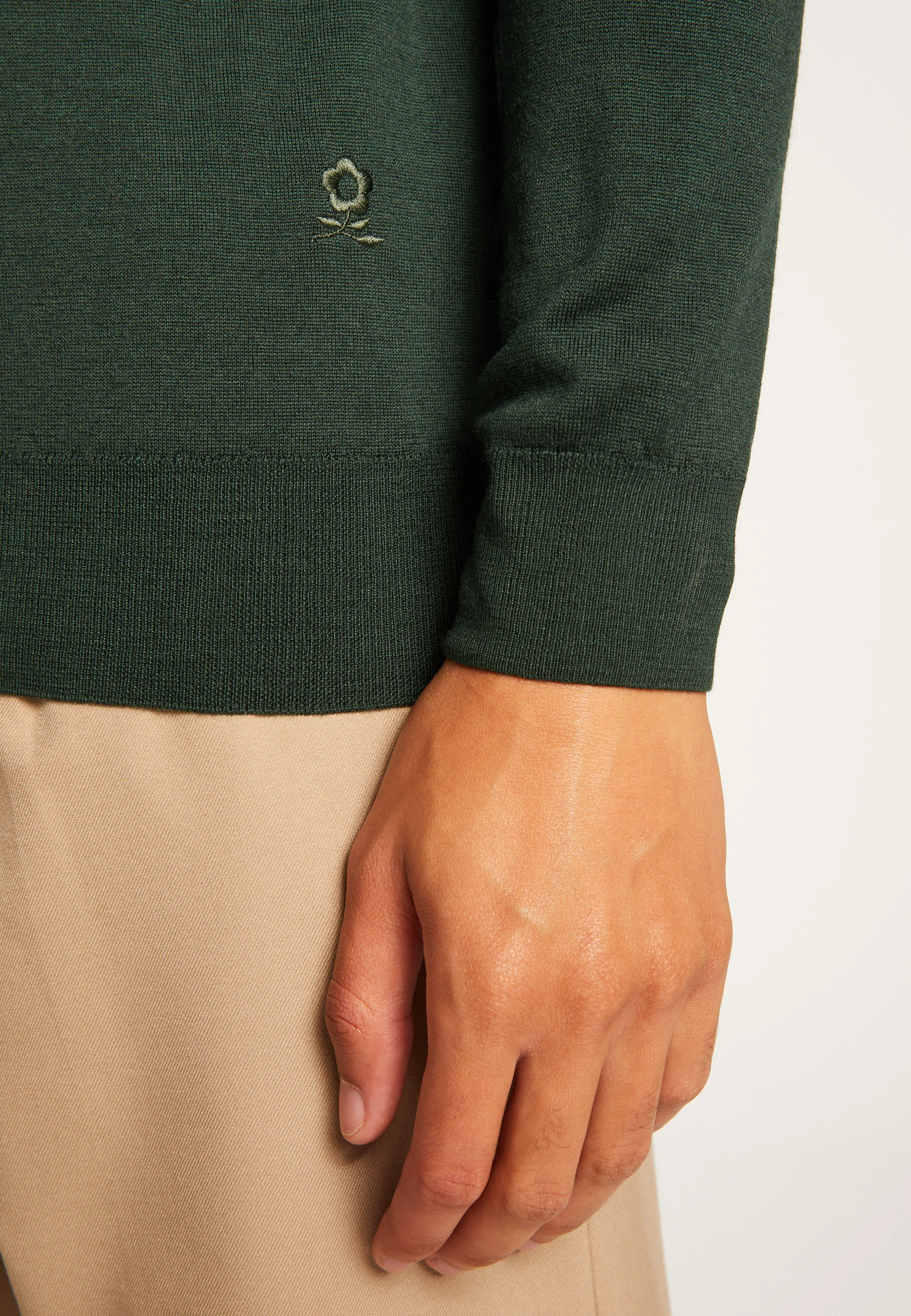 ENIAH24 - Pull col polo en laine mérinos | Vert