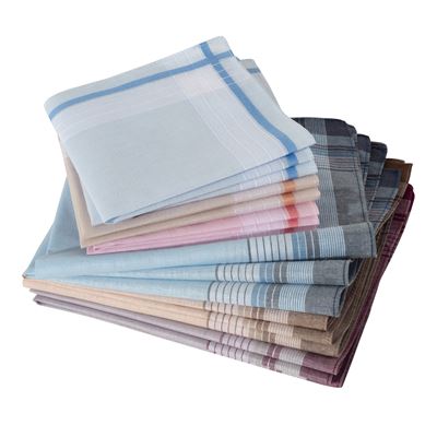 Mouchoirs tissu motif quadrillage - lot de 12 ou 24