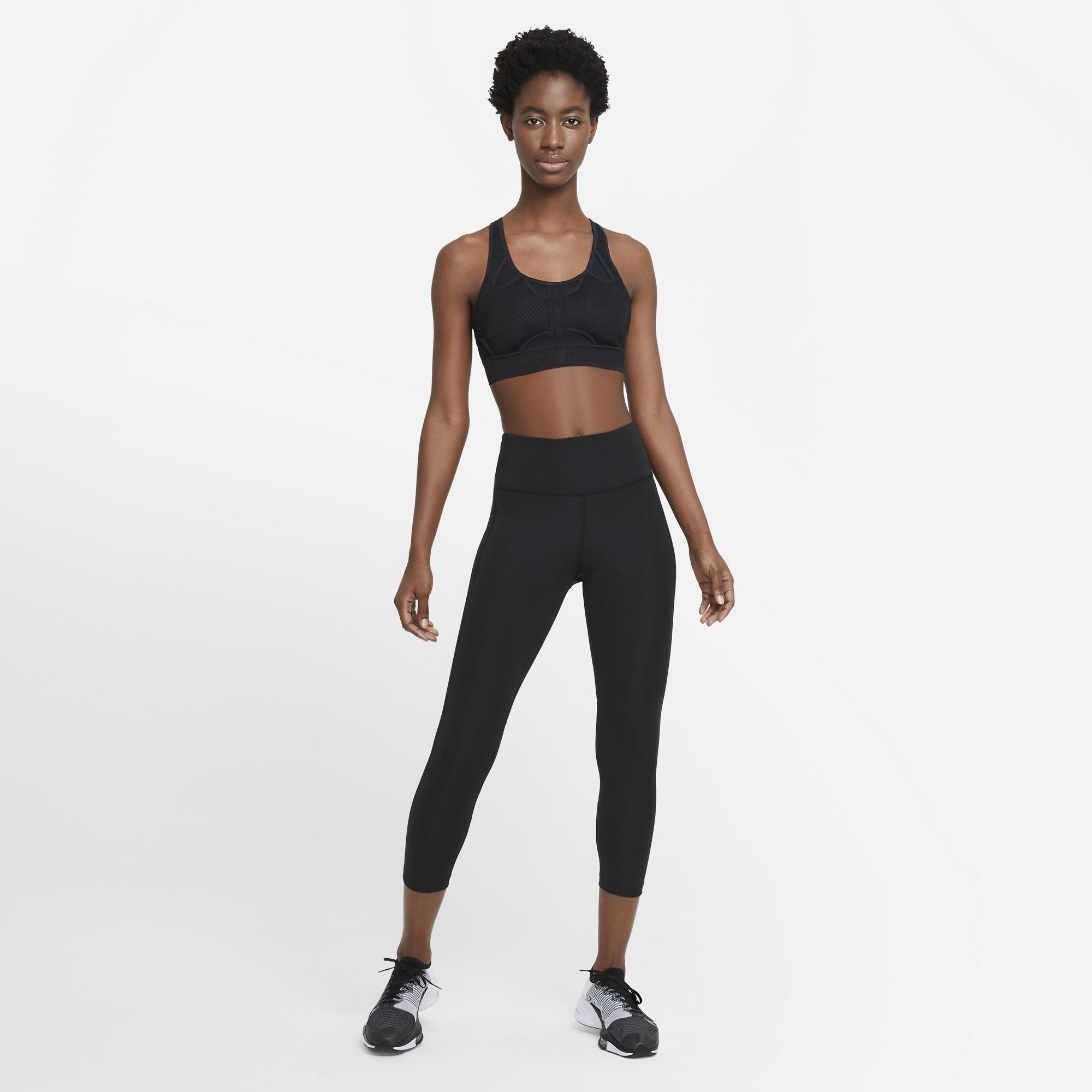 Dri-FIT Fast Mid-Rise Crop Dame 010 Black/Reflective Silver