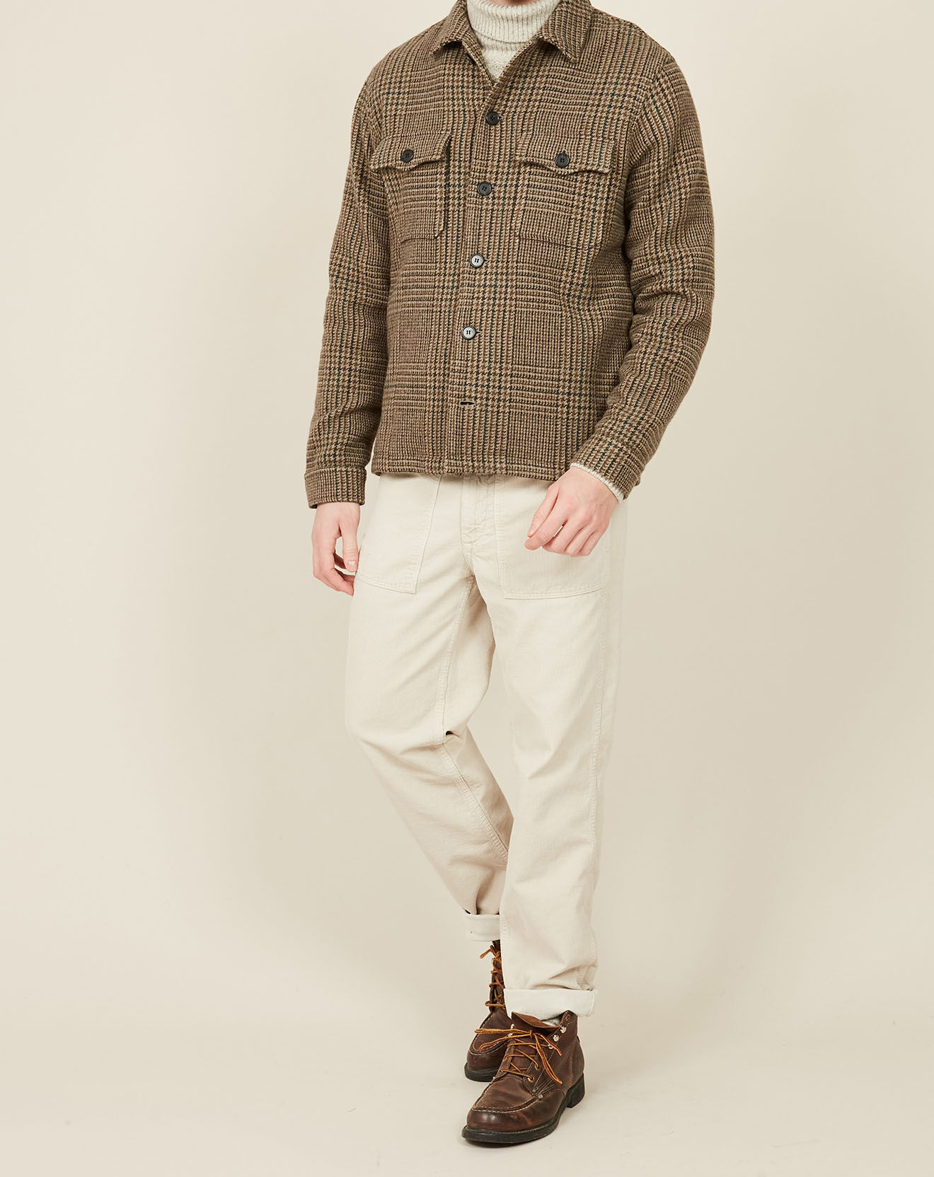 Hartford Blouson en Laine mélangée Dayton piedd-de-poule kaki/charcoal/noix