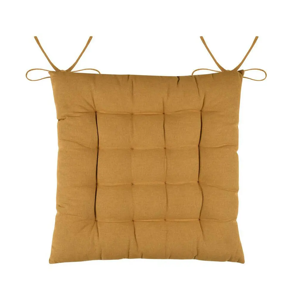 Stof Textile stoelkussens - okergeel - 38 x 38 x 3.5 cm