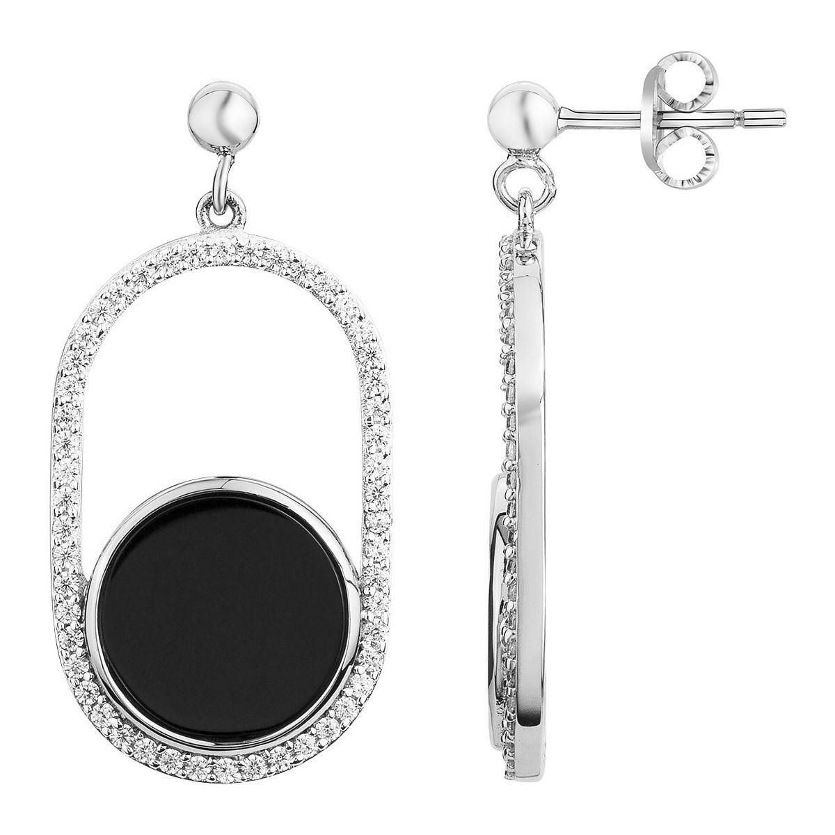 Boucles d'oreilles pendantes en Argent 925 millièmes et céramique - blanc brillant
