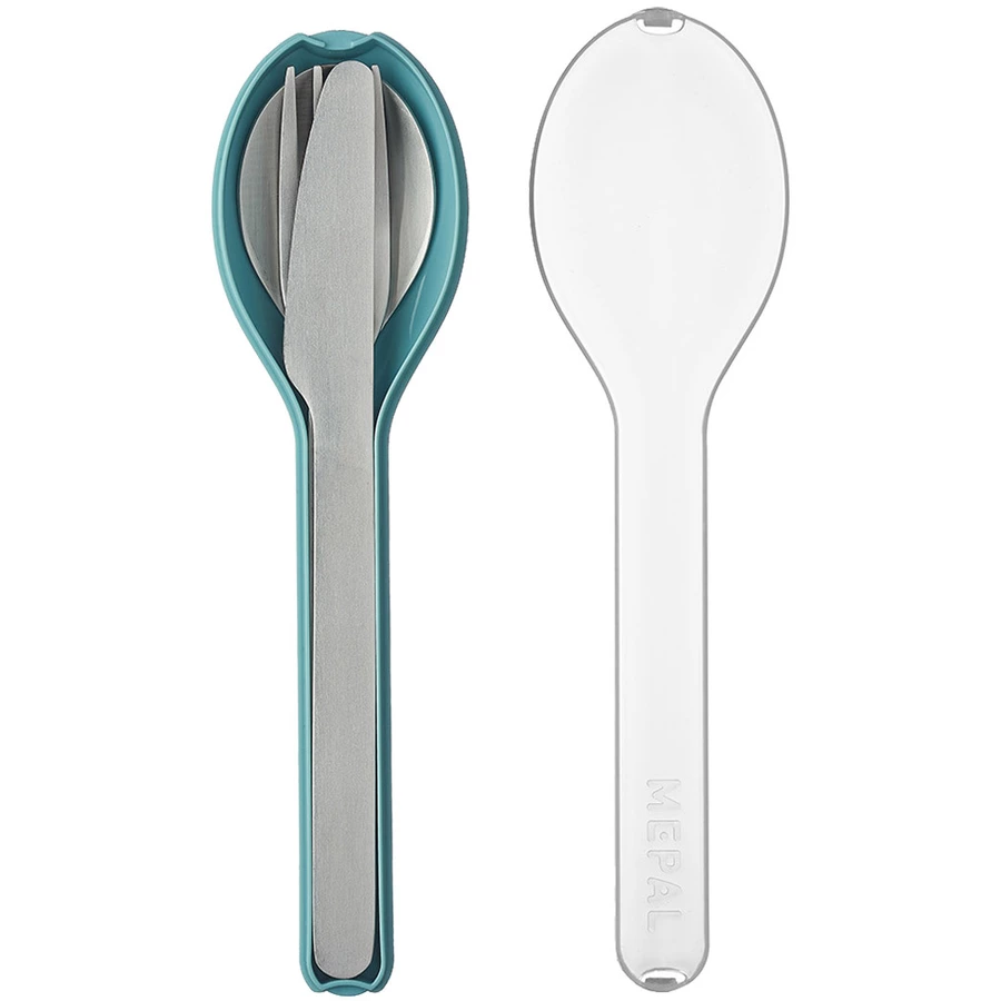 Mepal Lunchbox Duo mit Besteck Ellipse 22,5 x 17,5 cm türkis