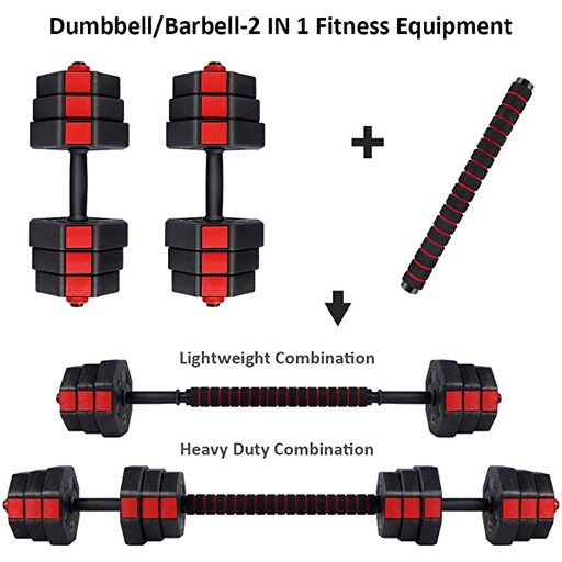 Conjunto de halteres octogonais 2 em 1 Fitness Tech de 40 kg