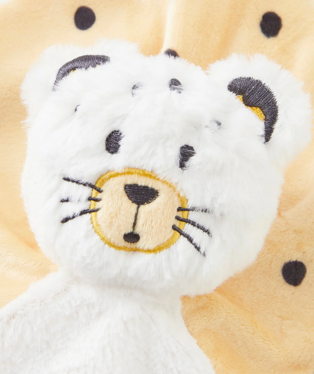 DOUDOU TIGRE BLANC ET JAUNE TOUT DOUX AVEC TÂCHES NOIRES