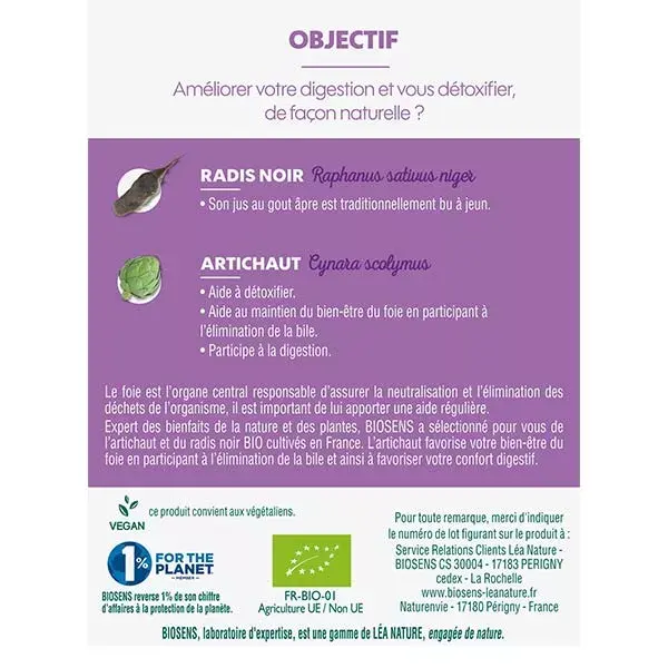 Biosens Rabanete Preto Orgânico e Alcachofra - 10 ampolas
