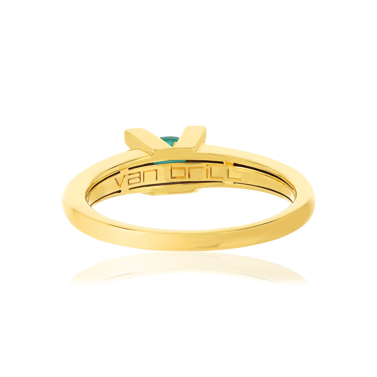 Bague VAN BRILL or jaune 750, émeraude, diamant.
