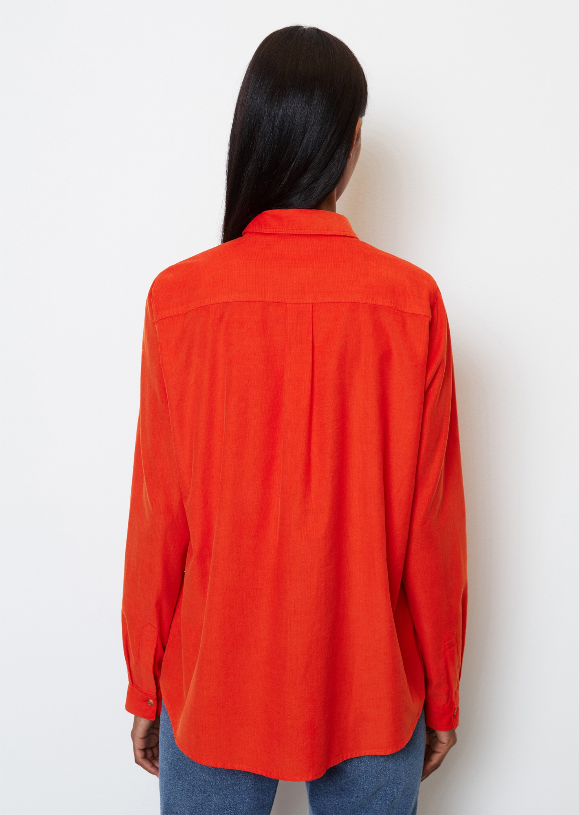 Feincord-Langarm-Bluse regular aus Organic Cotton-Lyocell-Mix