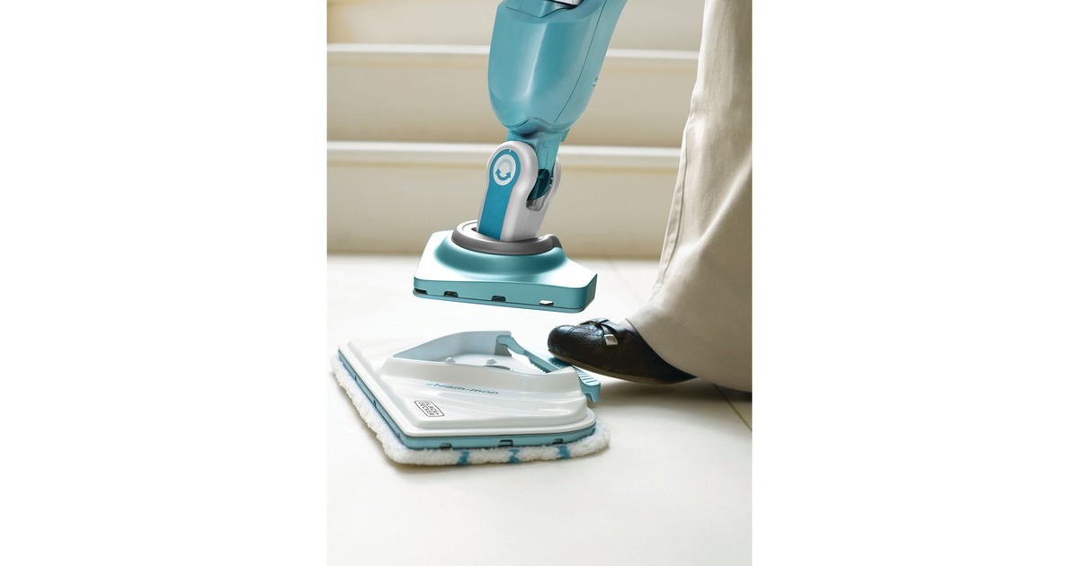 BLACK+DECKERBHSM1610DSM 1600W Steam-mop met SteaMitt, deltavoet en 15 accessoires stoomreiniger  (Wit/blauwgrijs)