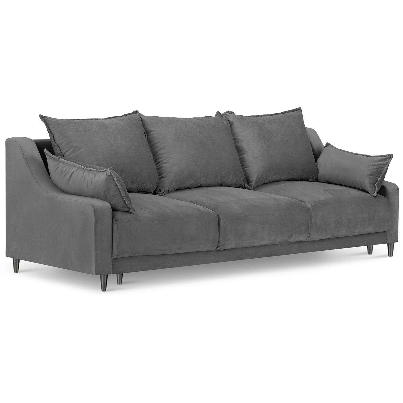 Mazzini Sofas Canapé Convertible avec Coffre en Velours Freesia gris clair - 215x94x90 cm
