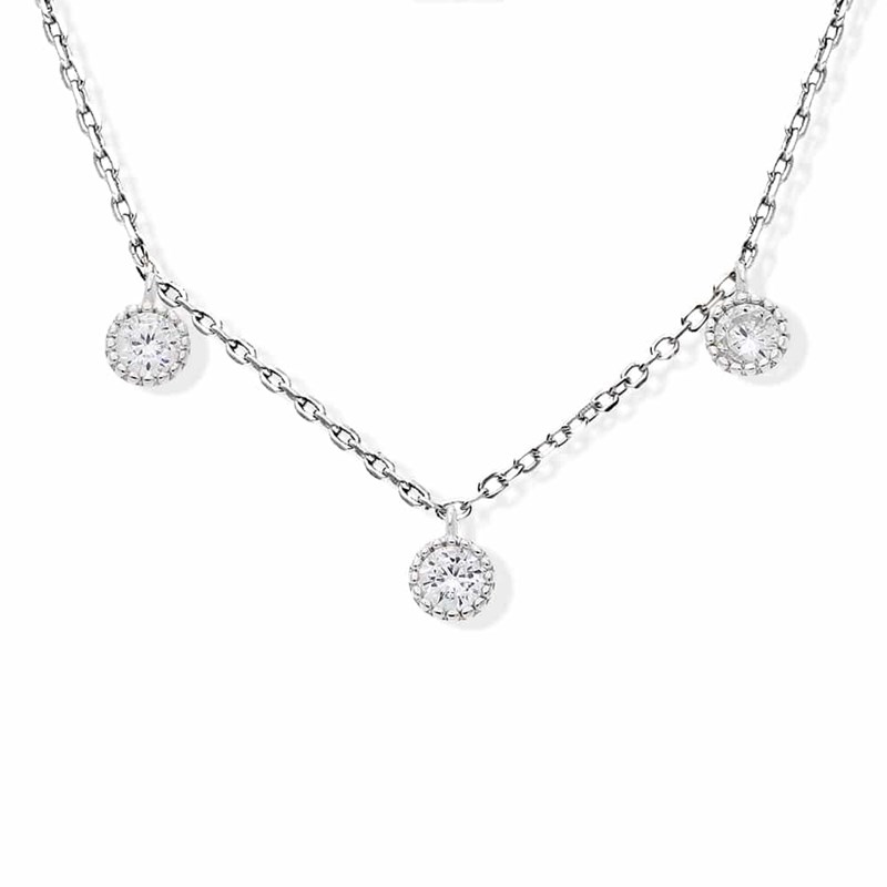Double Collier Argent River Serti Zirconium