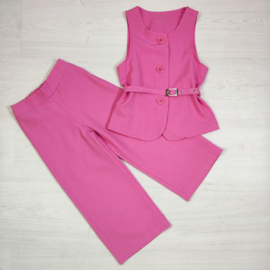Mini Chic Button Suit Set - fuchsia (Verzenddatum 27 feb)