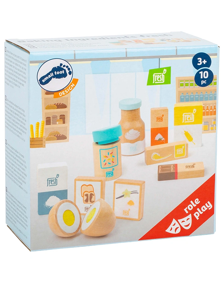 Spiel-Lebensmittel BACKZUTATEN FRESH 10-teilig aus Holz