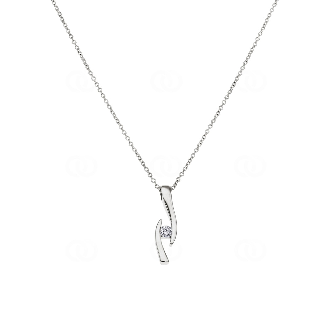 Collier mit Anhänger 750/18 K Weissgold mit Diamant 0.13 ct H/si