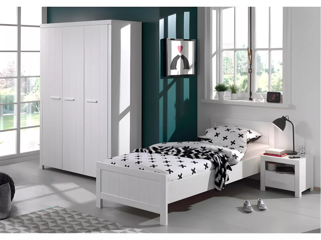 Pack - Lit Enfant, Sommier, Chevet & Armoire 