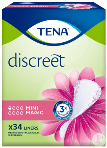 Tena Discreet Mini Magic Protège-Slip Petites Gouttes Fuites Urinaires Occasionnelles 34 Pièces