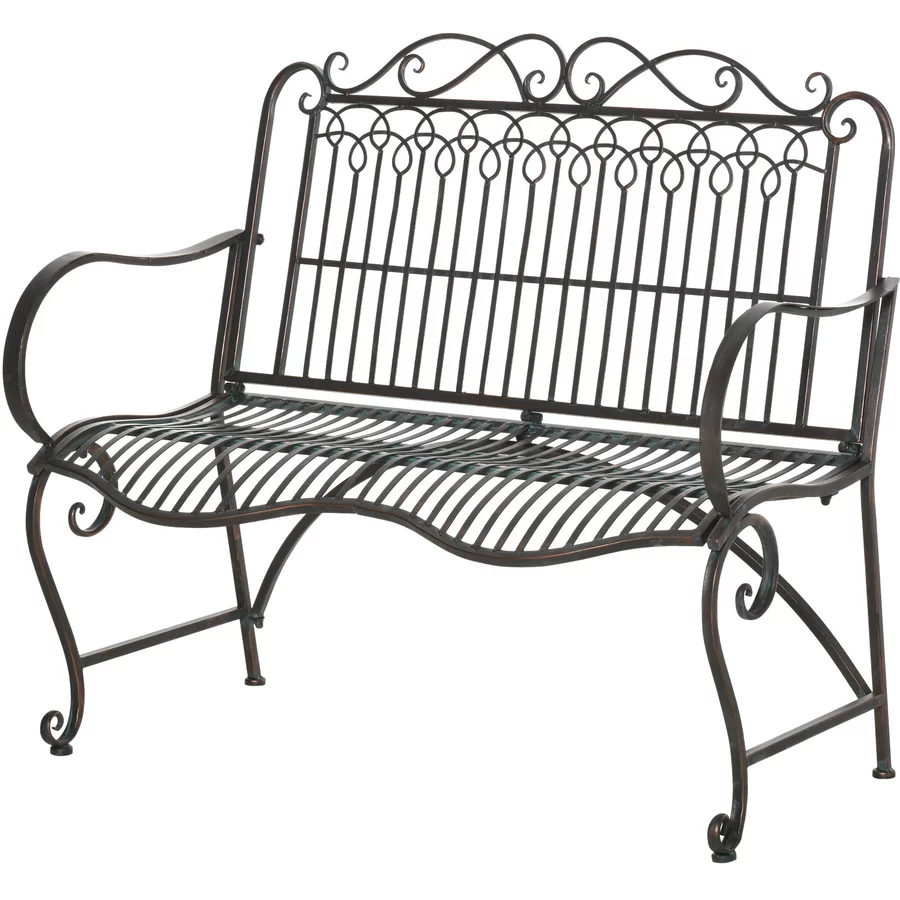 Outsunny Gartenbank mit Rücken- & Armlehnen silber