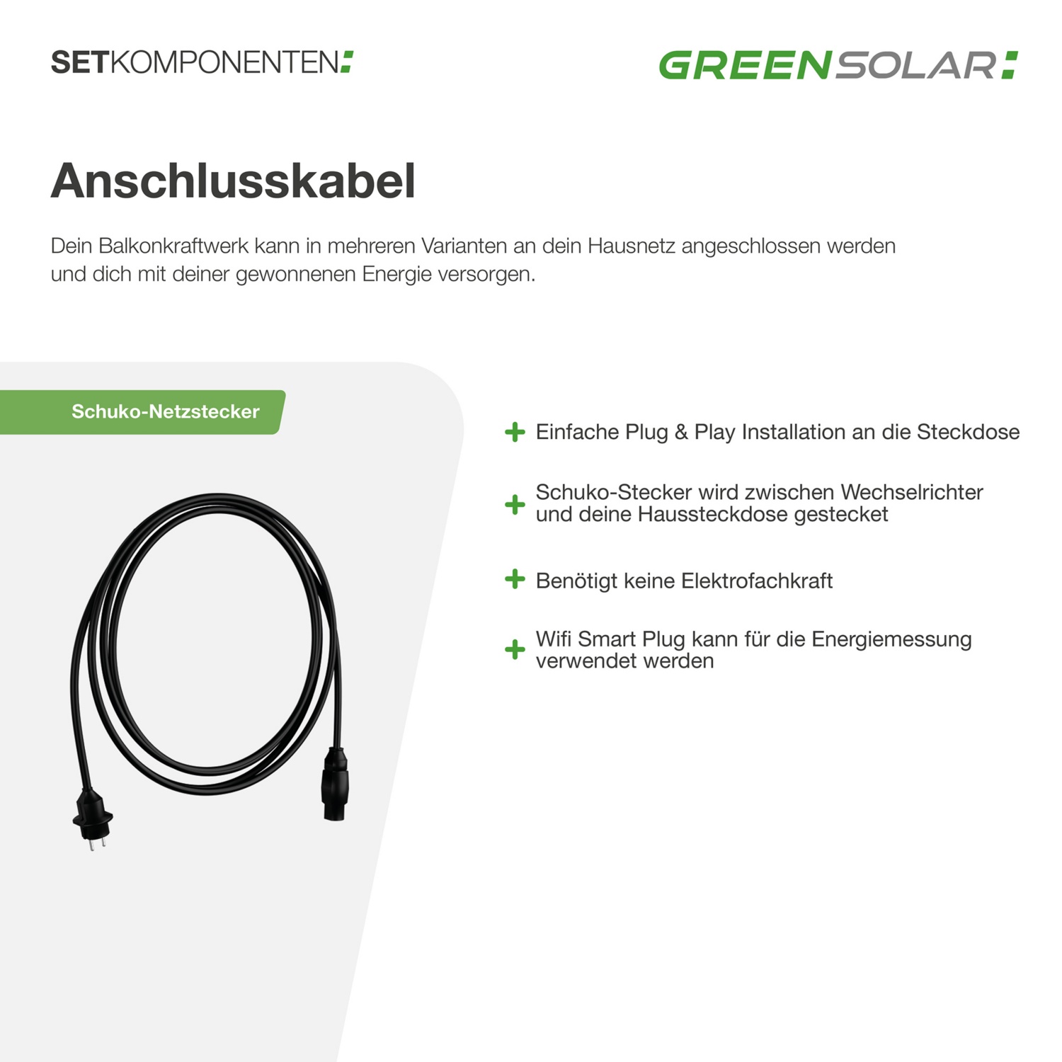 GREEN SOLAR Balkonkraftwerk 900/800 W mit Bodenbefestigung