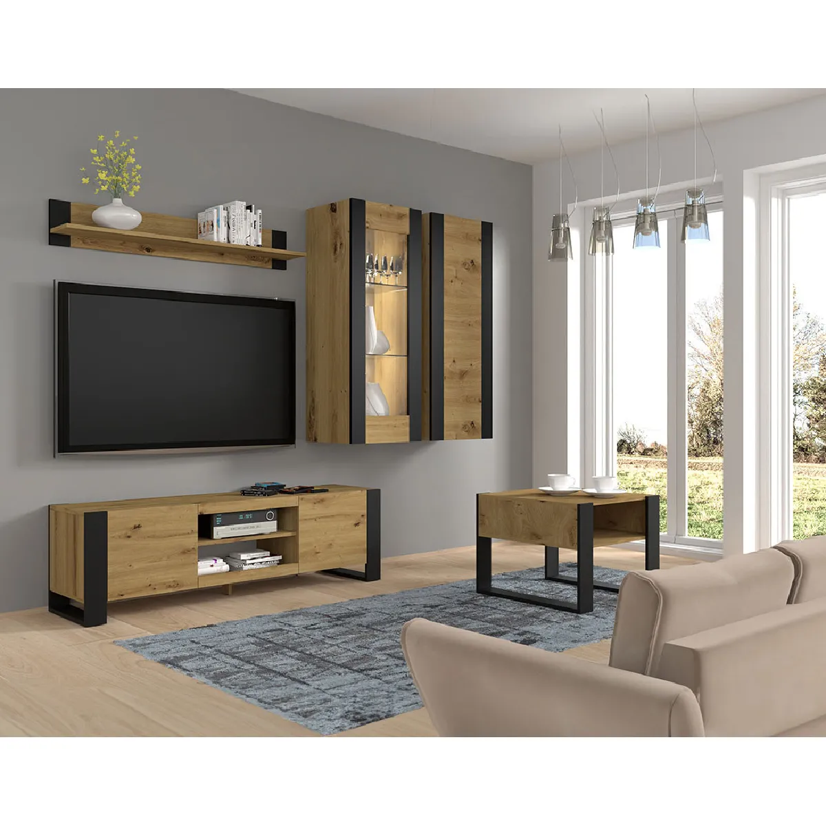 BESTMOBILIER Pedro 188 cm Bois/Noir