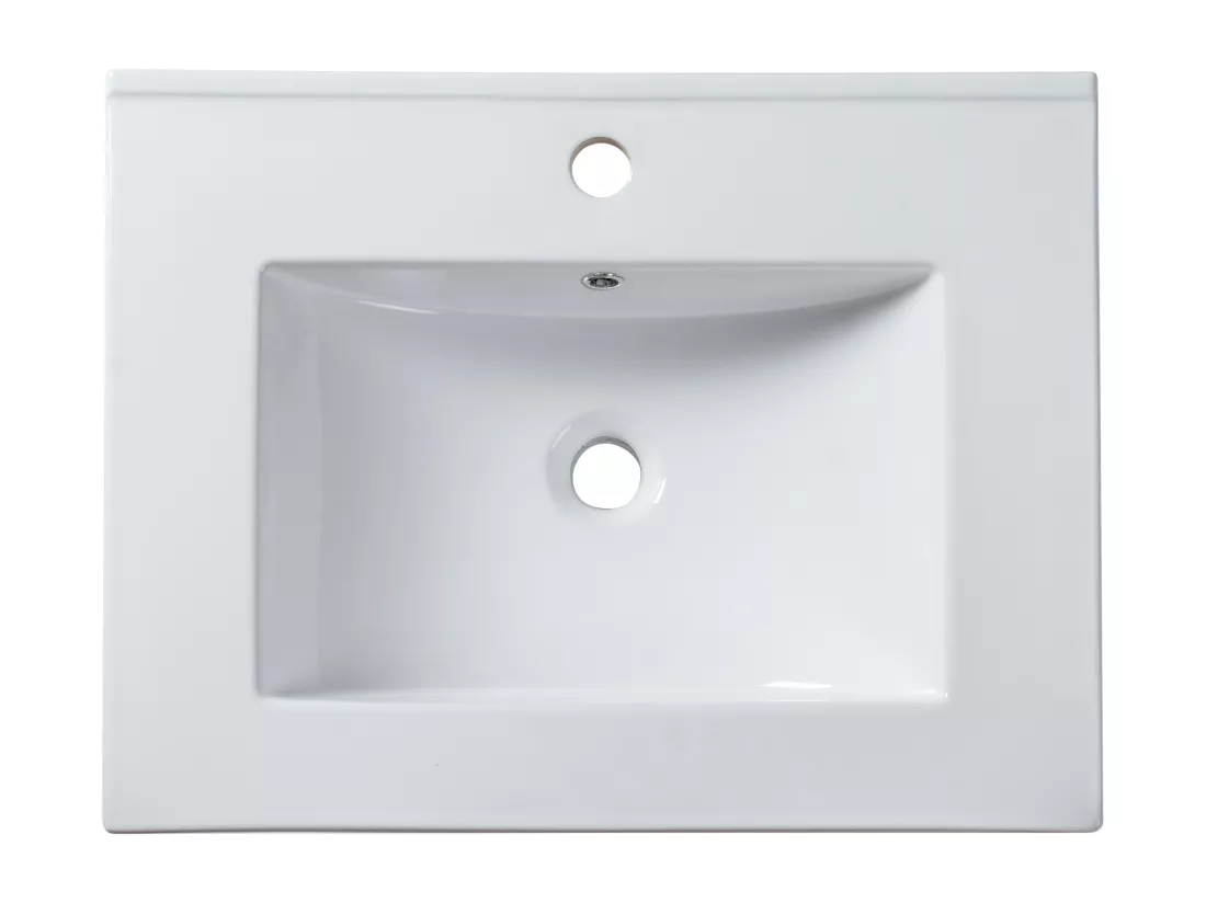 Vasque à encastrer blanche rectangle en céramique - 61 x 46,5 cm - MOTIAC