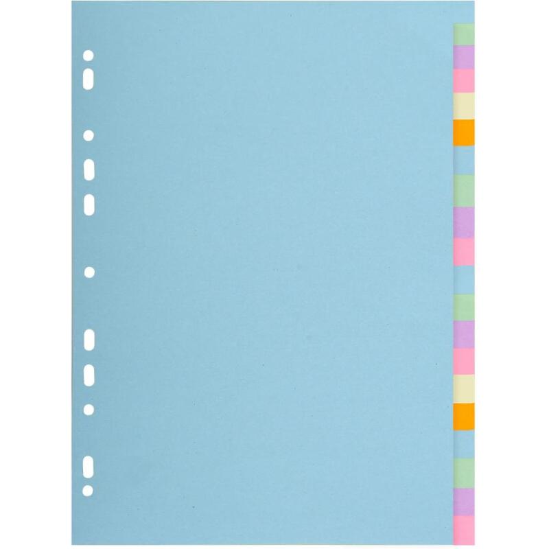 Intercalaires carte pastel 170g Forever 20 positions A4+ - Couleurs assorties pastel