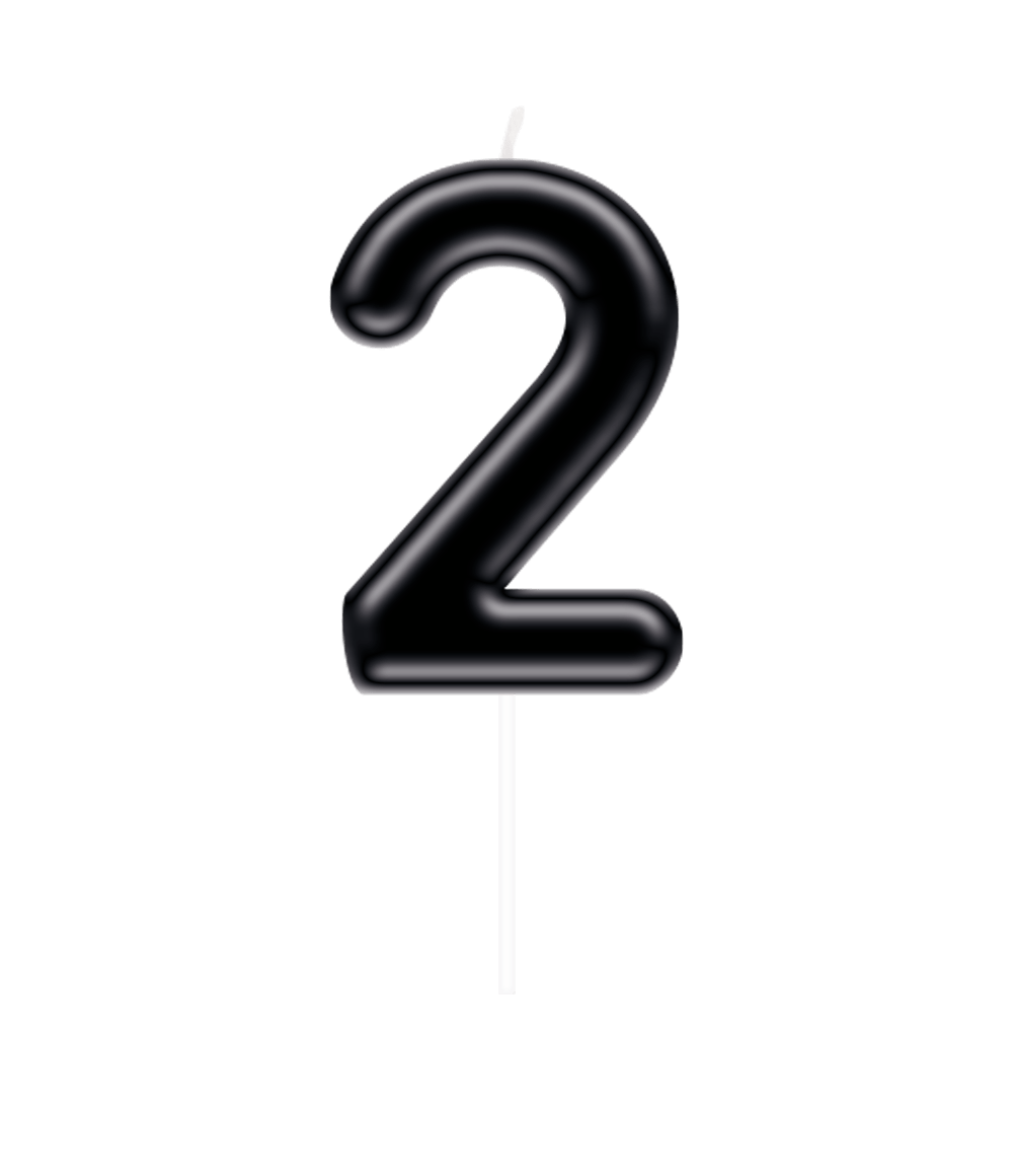2 Jaar Kaars Zwart 10,5cm