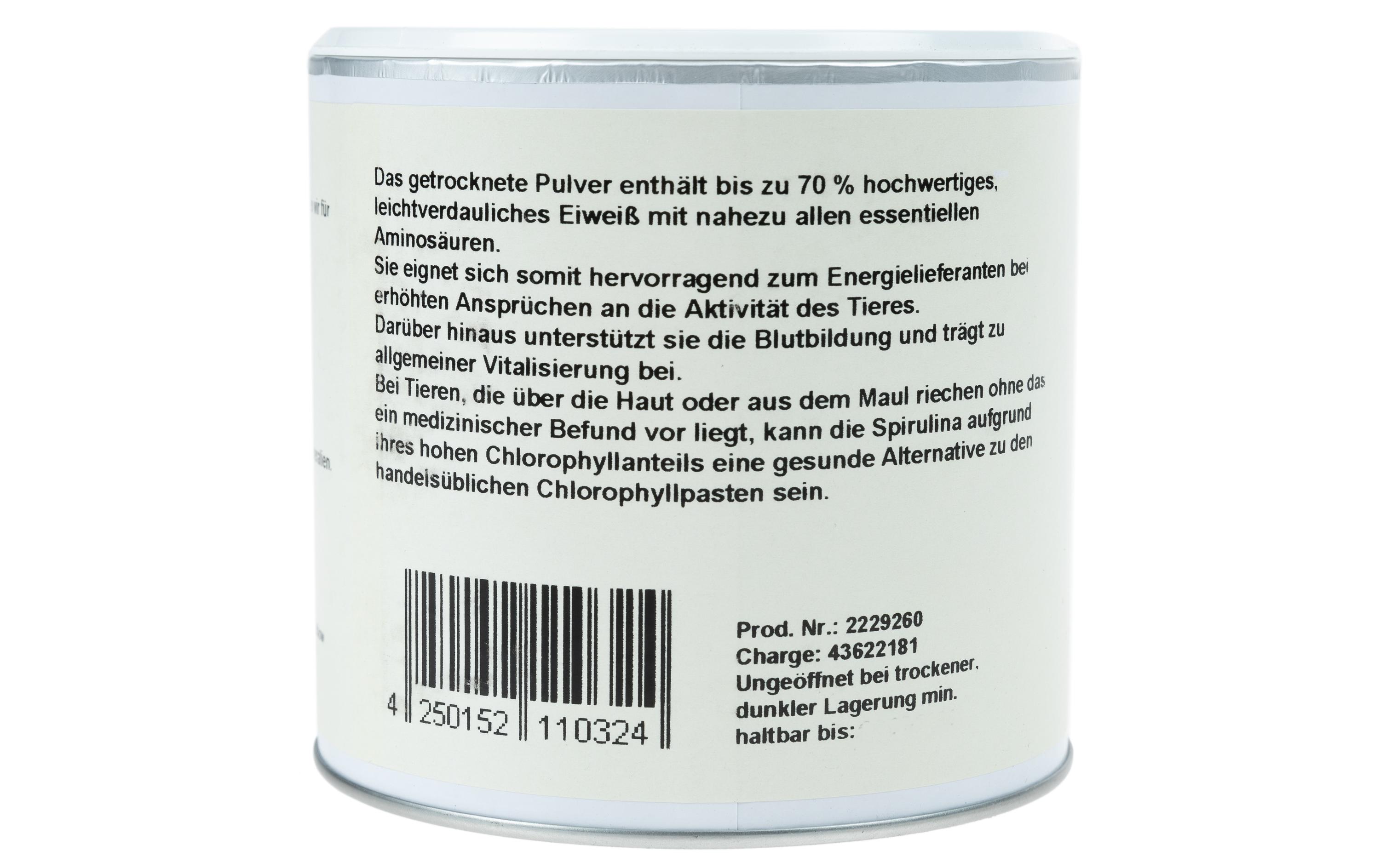 Hunde-Nahrungsergänzung Bio-Spirulina, 250 gErgänzungsfuttermittel für Hunde und Katzen
