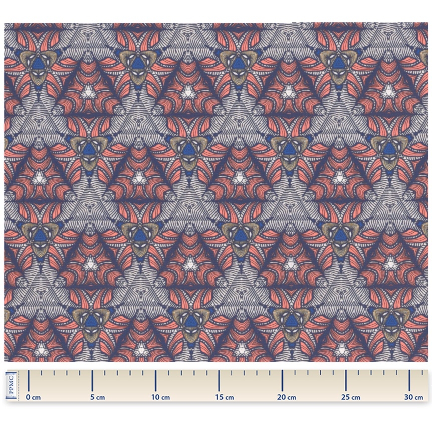 Coupon Tissu 50 Cm Ex2414 Ethnique Corail
