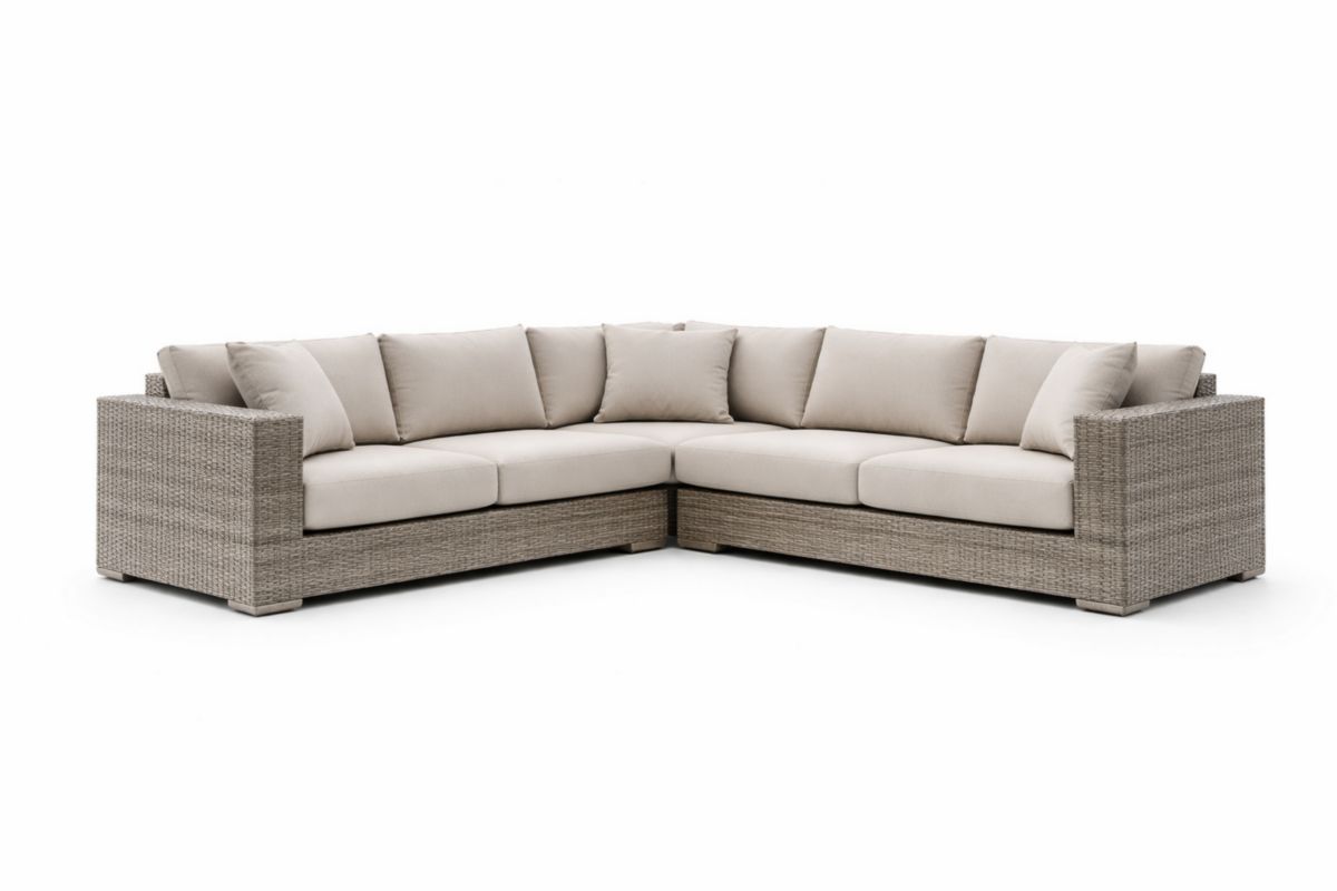 Gartensofa Ecksofa Rattan L-Form 270x90x270 cm Creme
