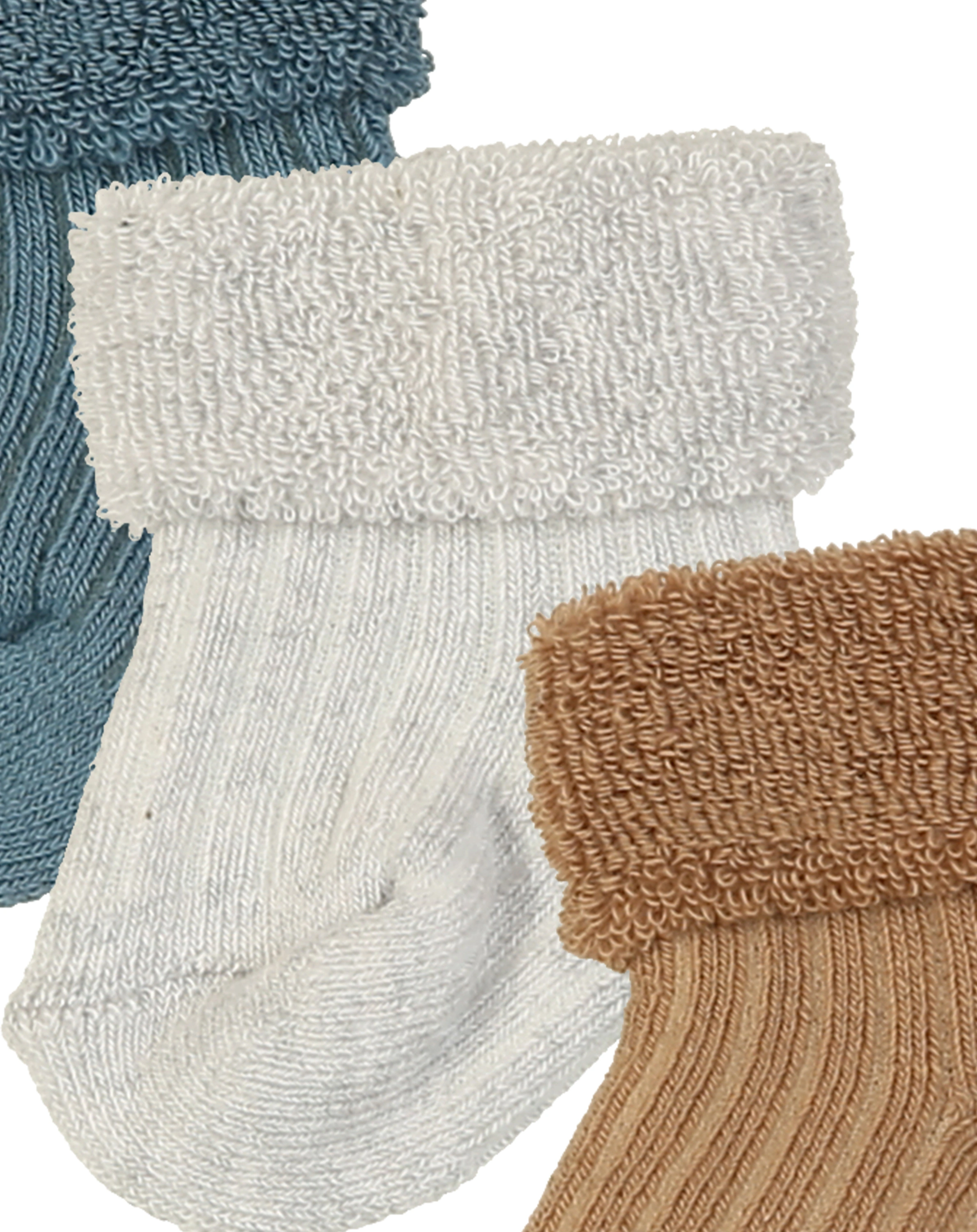 Babysocken COSY LITTLE 3er Pack in blau/grau/camel
