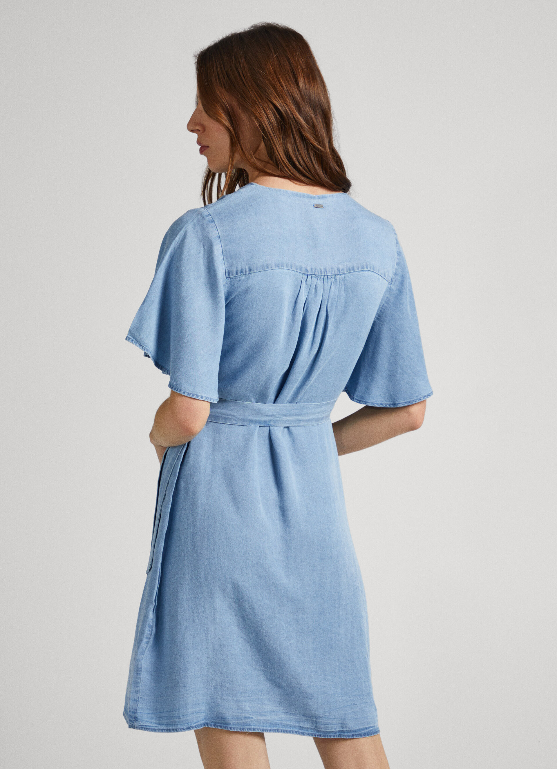 VESTIDO TENCEL COM DECOTE EM V - azul