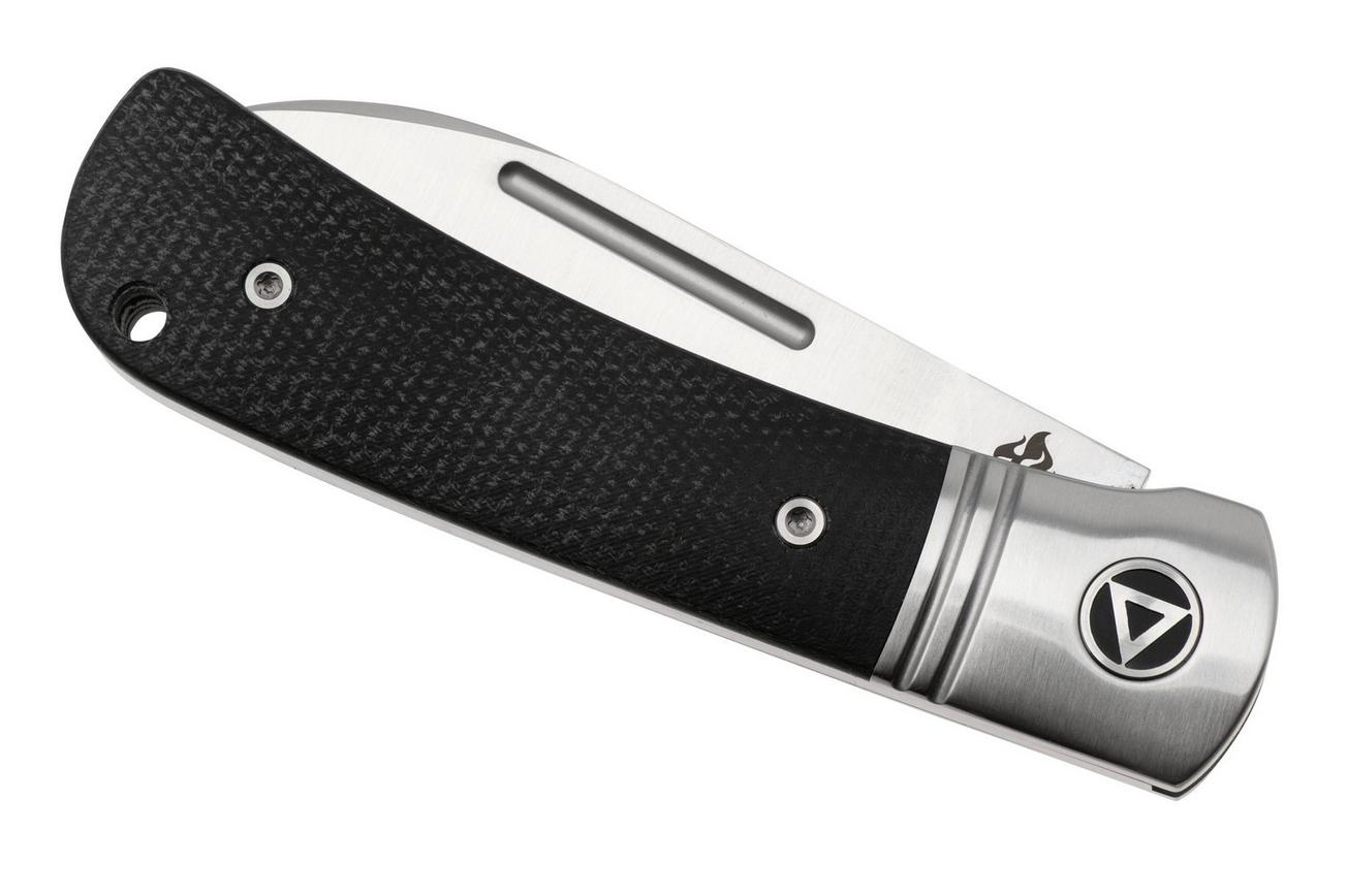 QSP Knife Hedgehog Spear Point 142SP-A, Satin 14C28N, Black Micarta, slipjoint zakmes