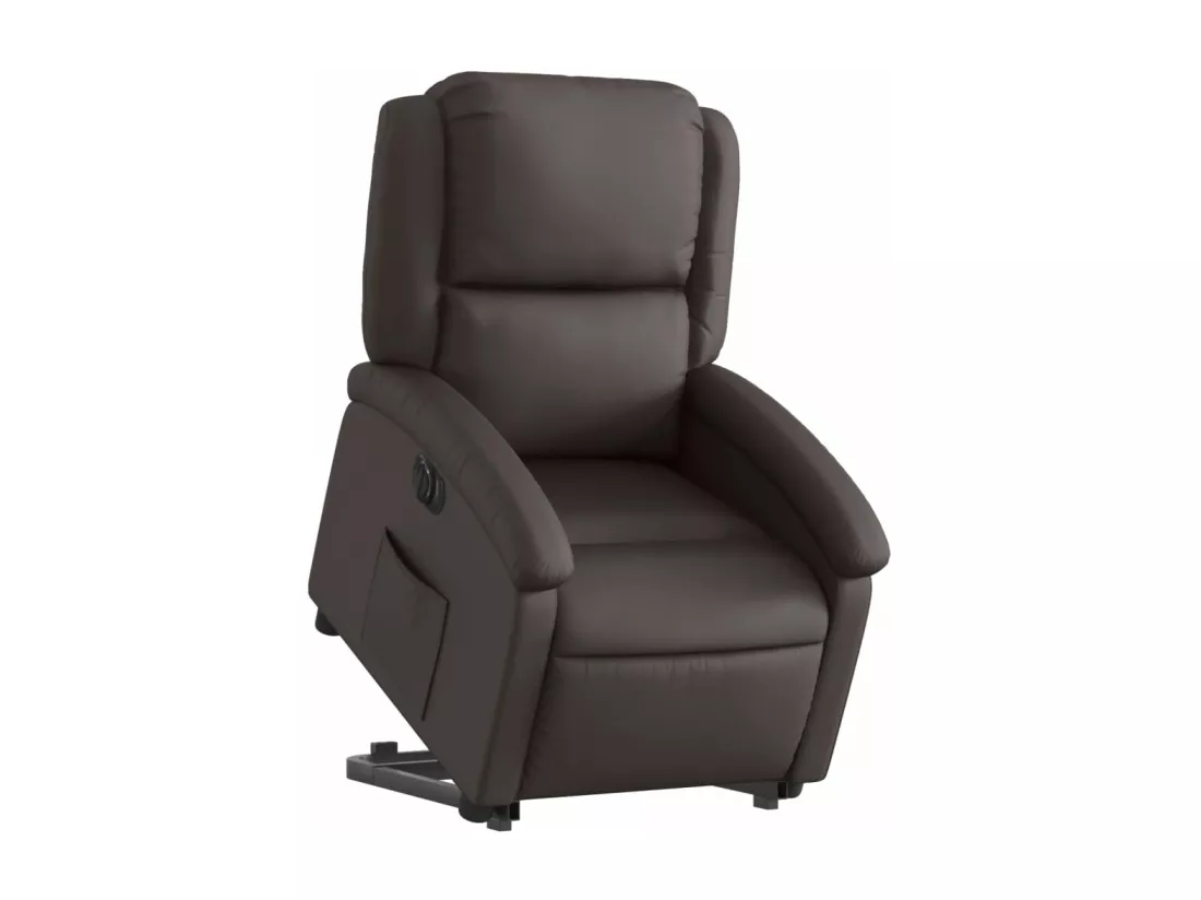 Fauteuil inclinable électrique marron foncé cuir véritable