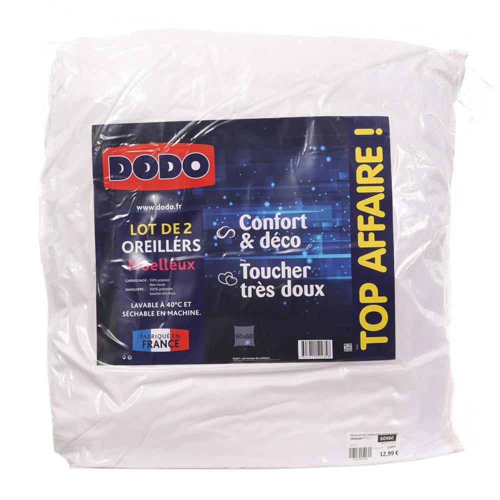 Dodo Lot de 2 Oreillers Beige Dodo Confort & Déco 60x60