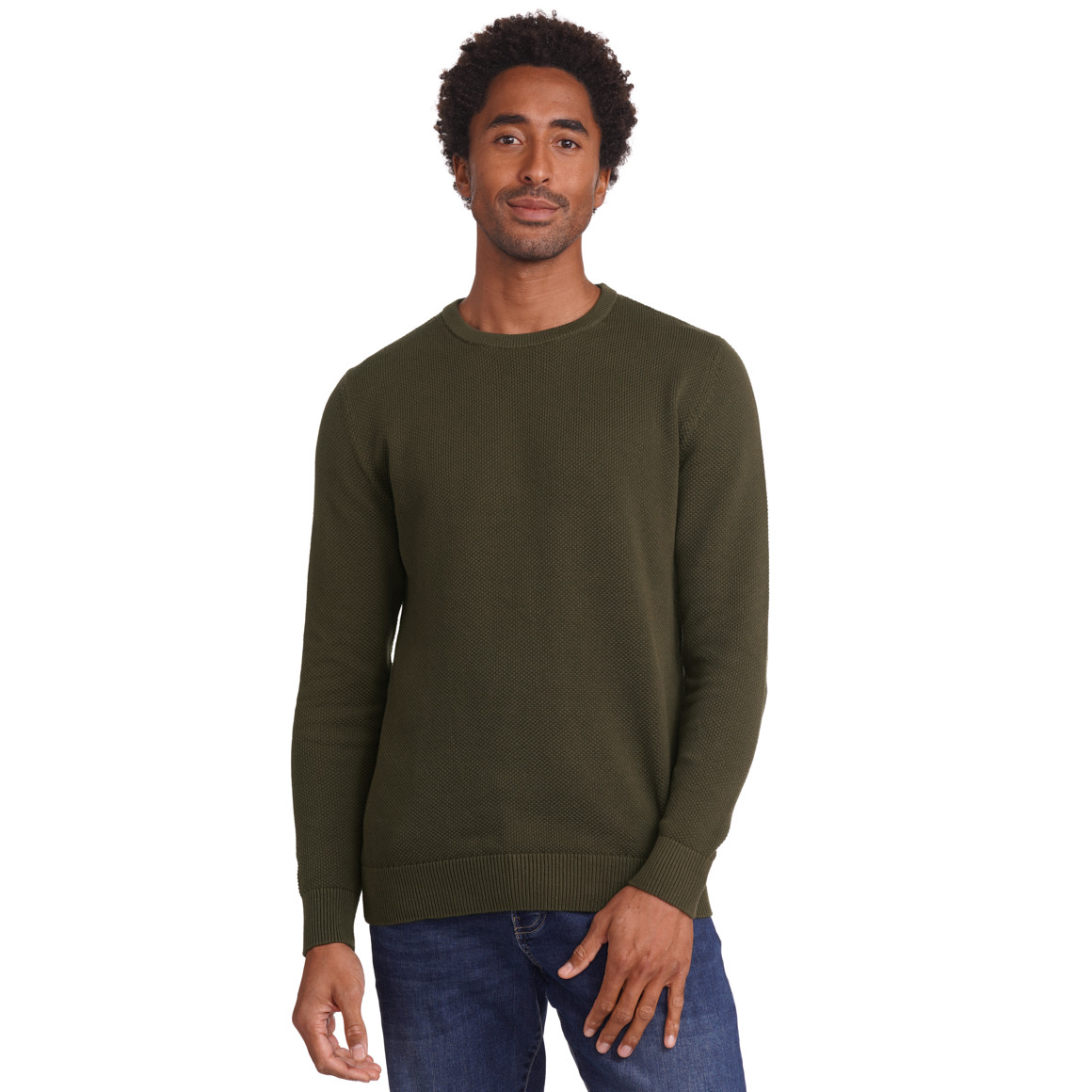 VanVaan Herren Strickpullover mit Struktur dunkeloliv