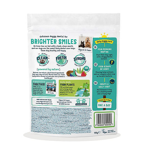 Edgard & Cooper Doggy Dental Sticks Frisse Muntolie en Aardbei