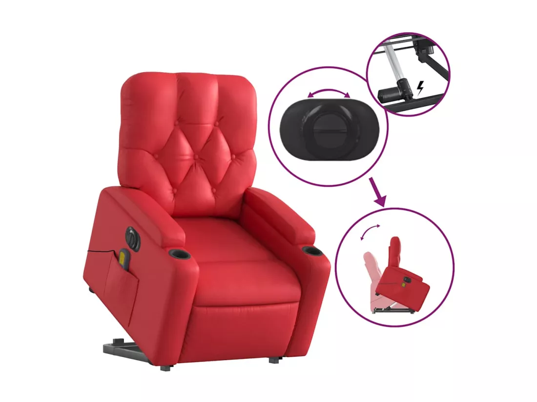 Fauteuil inclinable massant électrique rouge similicuir