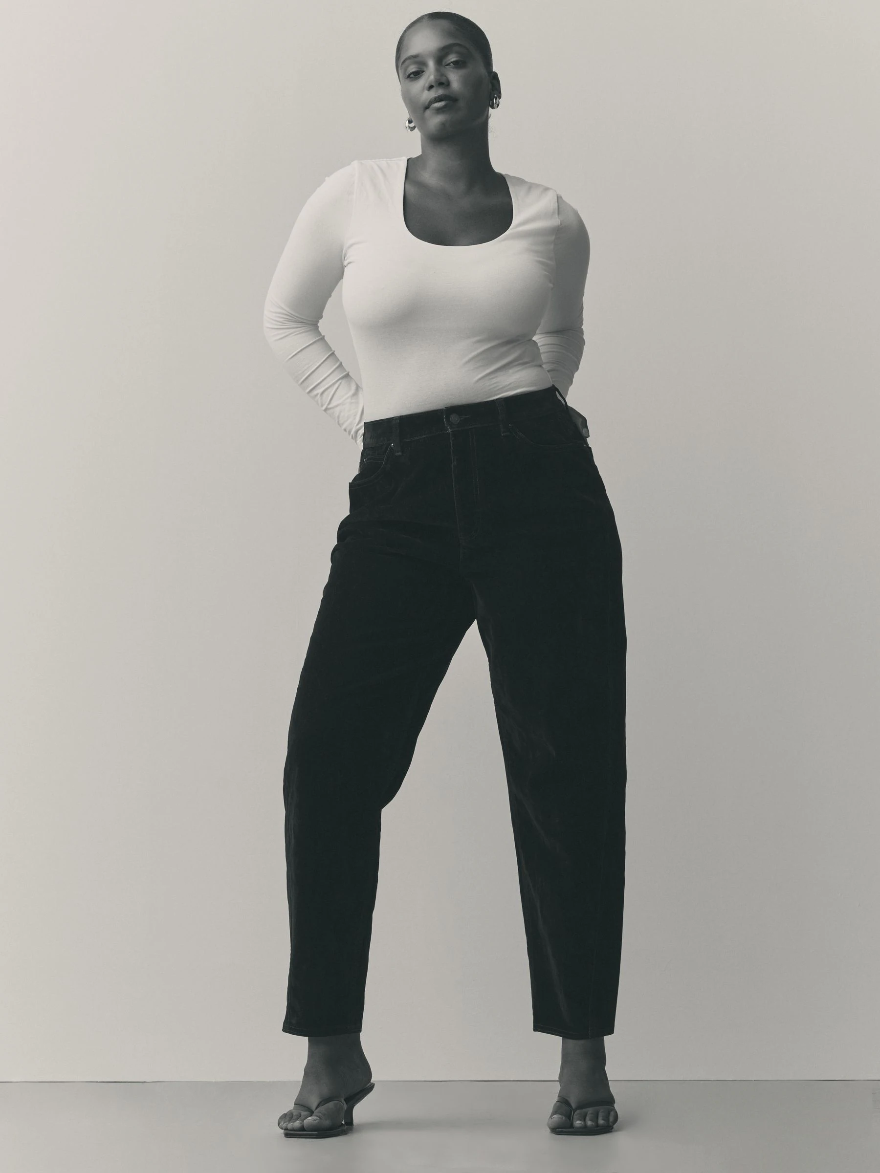Zwart - Hourglass N. Premium gevlokte comfortabele stretchy Denim Jeans