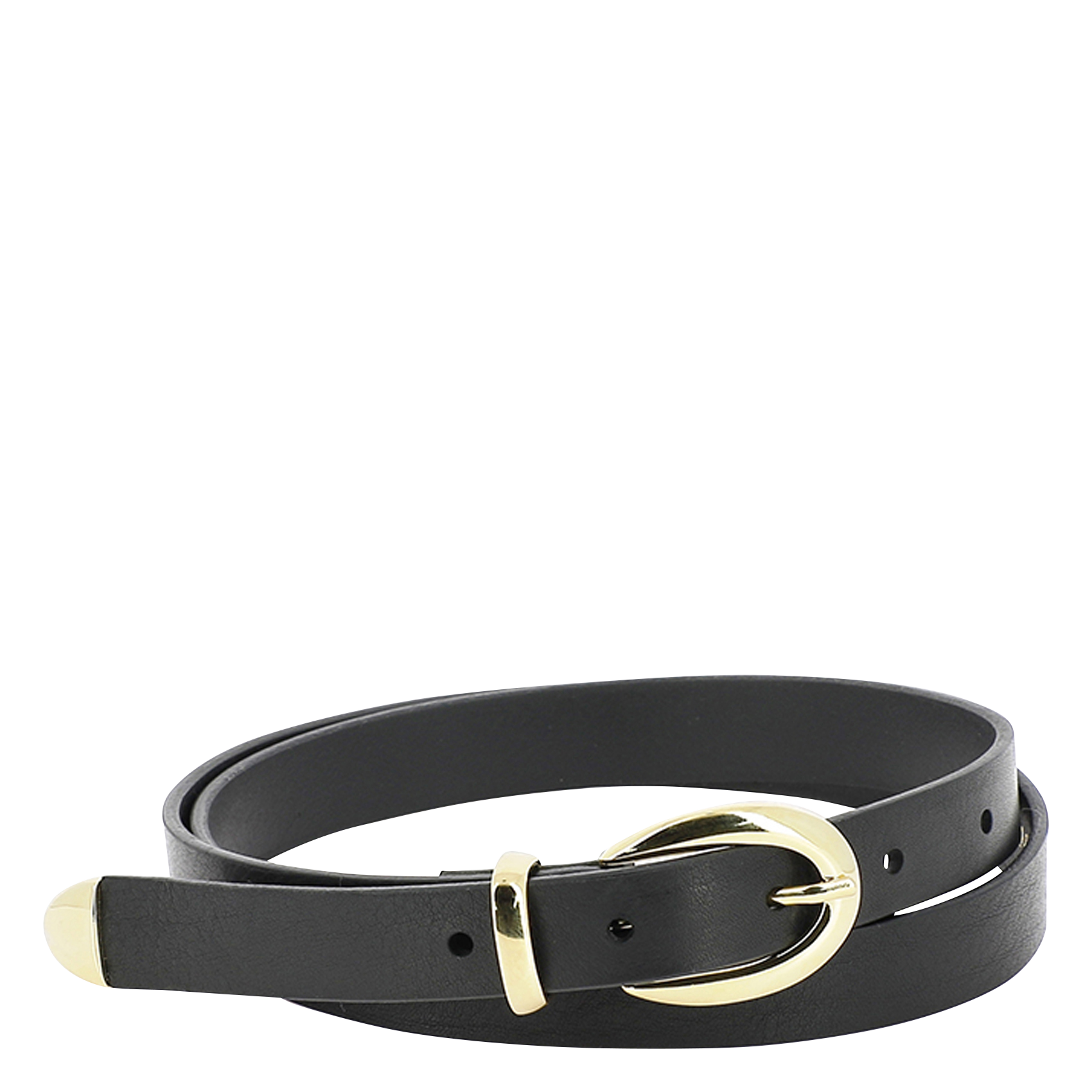 LA FRIEDA - Ceinture à boucle ovale en cuir lisse | Noir
