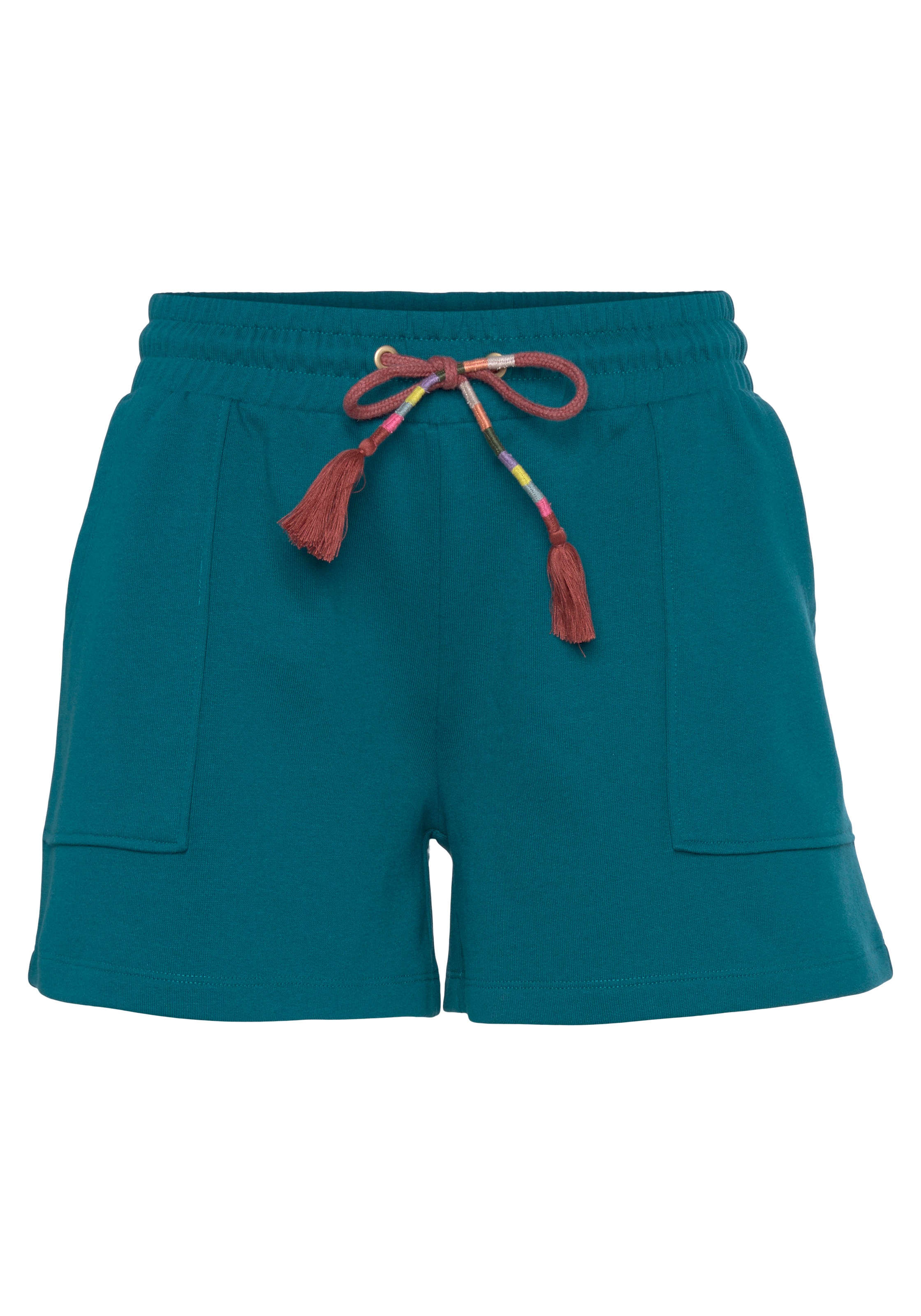 Vivance Sweatshorts  Kurze Hose mit aufgesetzten Taschen und Kontrastkordel, Loungewear