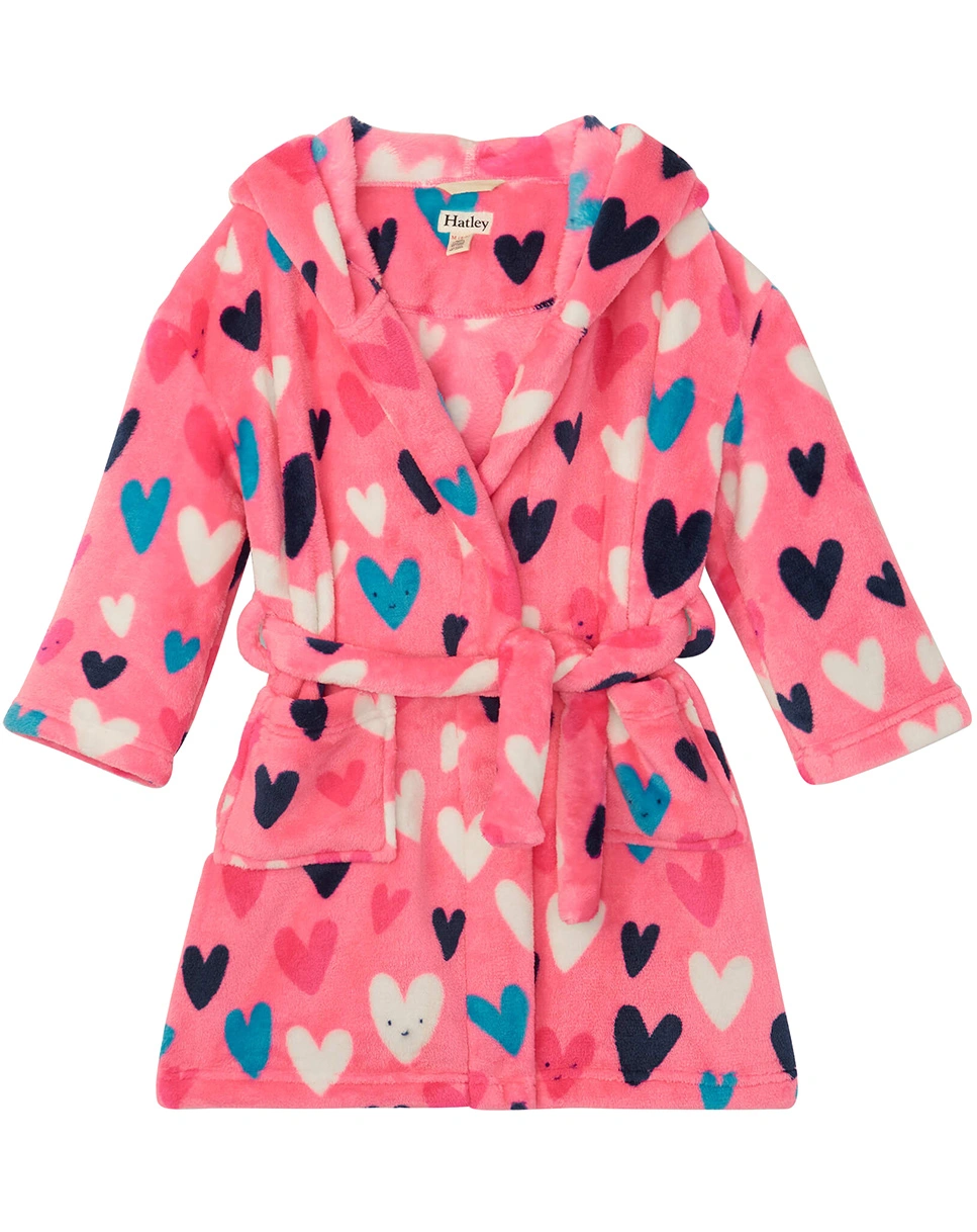 Fleece-Bademantel CONFETTI HEARTS in pink