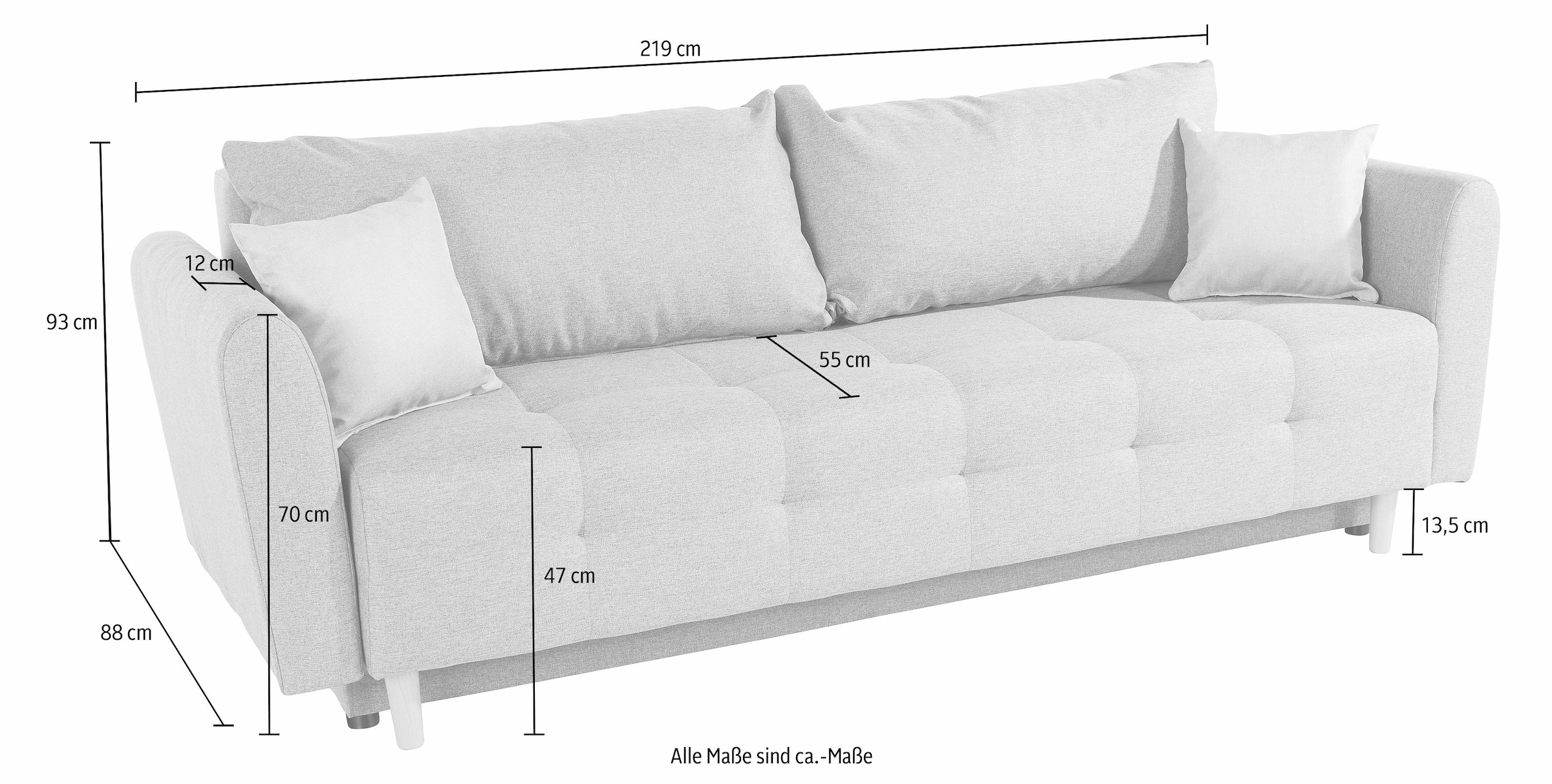 INOSIGN Schlafsofa »Nordic« inklusive Bettkasten und Zierkissen